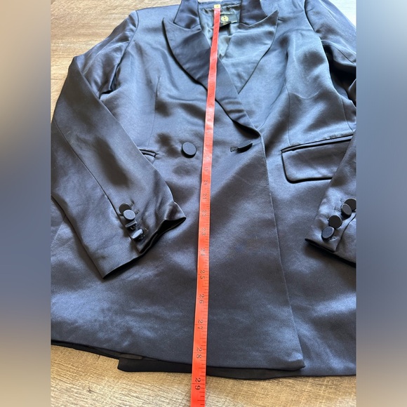 House of Harlow 1960 Oversized Navy Satin/Silk Effect Blazer - Size Small - Picture 6 of 16